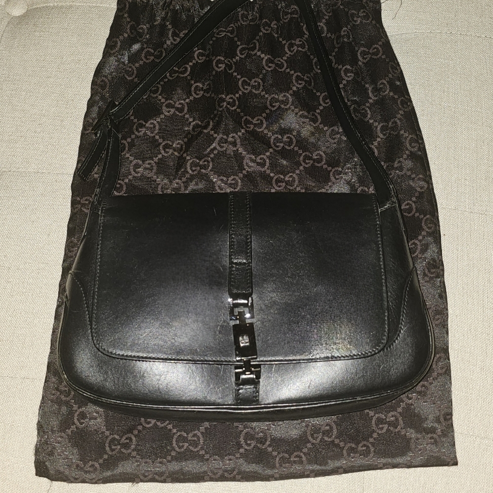 2000s Pre-Loved Vintage GUCCI Jackie O Small Black Leather Purse 100% Tom Ford - Picture 6 of 13